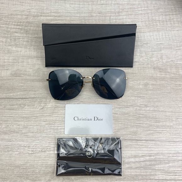 Dior Stellaire 7F Butterfly Rimless Sunglasses in Gold NWOT - Picture 11 of 13